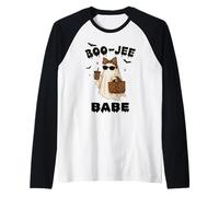 Halloween Boo JEE Bougie Babe Fantasma di Alta Classe Maglia con Maniche Raglan