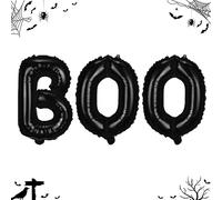 Halloween BOO Palloncini in alluminio, set di striscioni neri per feste di Halloween, 40,6 cm Boo Mylar lettere palloncini kit di bandierine per horror tema spettrale Halloween Night Party decorazioni
