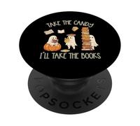 Halloween Book Lover Ghost Take the Candy I'll Take Books PopSockets PopGrip Adesivo