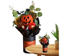 Halloween Bouquet, Artificial Pumpkin Flower Centerpiece, Faux Floral Arrangement with Eucalyptus Leaves, Autumn Table Decor for Mantel Indoor Display Party Atmosphere Halloween Home Decoration