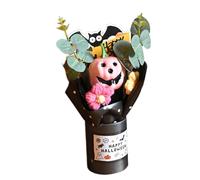 Halloween Bouquet Flowers, Pumpkin Party Arrangement, Artificial Floral Centerpiece, Leaf Accents, Spooky Table Decor for Mantel, Indoor, Party Decorations, 9.06x2.56 Inches