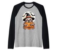 Halloween Bradipo Cappello Strega Zucca Spooky Maglia con Maniche Raglan