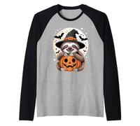 Halloween Bradipo Cappello Strega Zucca Spooky Maglia con Maniche Raglan