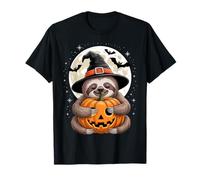Halloween Bradipo Cappello Strega Zucca Spooky Maglietta