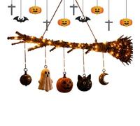Halloween Broom Decoration - Lighted Fall Broom, Halloween Wall Art