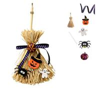 Halloween Broom Prop, Pumpkin, Bat, Spider DIY Kit, Creative Party Decoration Gift(M)