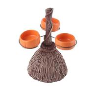 Halloween Broom Pumpkin Cupt Separator Tre Tazze Tender Resina Scopa Cupcake Cupcake Stand Broomstick Snack Bowl Rack per Forniture per Feste Natalizie