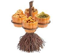 Halloween Broomstick Snack Bowl Stand - Halloween Snack Bowl Stand| Pumpkin Snacks Bowls Stands | Hallôween Party Favors Cupcake Stands | Decorative Home Kitchen|Wooden Cupcake Dessert Plates Ornament