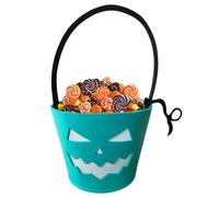 Halloween Bucket, Light Up Felt Tote, 9.45x6.3in Fluorescent Luminous Bag, Authentic Soft Handle, Glow in Dark Design for Chocolates, Snacks, Goodies, Party, Favor, Supplies, Kids Use