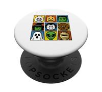 Halloween Building Brick Head Costume Funny Face Bambini Ragazzi PopSockets PopGrip Adesivo