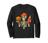 Halloween Burger Skeleton Foodie Burger Cook Chef Maglia a Manica