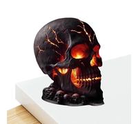 Halloween Burning Skull Lamp - Gothic Flame Skull Decor Table Lamp | Horror Desk Lamps | Spooky Party Decorations for Fireplace Living Room Bedroom Kitchen Garden Shelf | Indoor Outdoor Holiday Lighti