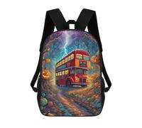 Halloween Bus in Enchanted Forest Zaino Scolastico Per Bambini, Stampato in 3D, Borsa Scolastica Alla Moda, Borsa Scolastica Casual Per Ragazzi, Studenti Delle Scuole Elementari E Medie 17inch