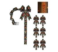 Halloween Cabinet Bow Decoration Light-Up Pumpkin Ribbon Wreath for Door