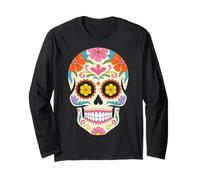 Halloween Calavera Teschio di Zucchero Maglia a Manica