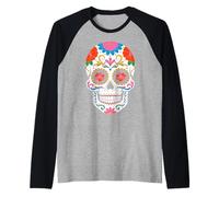 Halloween Calavera Teschio di Zucchero Maglia con Maniche Raglan