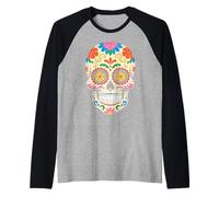 Halloween Calavera Teschio di Zucchero Maglia con Maniche Raglan