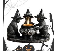 Halloween Candle Holder - Black Witch Cat Tea Light Holder for Table