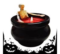 Halloween Candles, Skeleton Decor Candles, Long-Lasting Glow, Aesthetic Spooky Design, Scary Tabletop Accent for Fireplace, Mantle, or Outdoor Display, 3.74x3.74x4.72 inches, Black