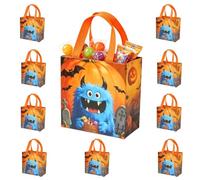 Halloween Candy Bags with Handles - 10 Piece Reusable Cute Trick or Treat