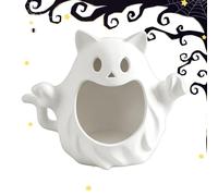 Halloween Candy Bowl - Ghost Cat Figurine Snack Storage Dish