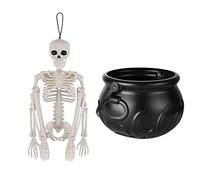 Halloween Candy Bowl, Spooky Cauldron Pot, Light-Up Decorative Centerpiece, Festive Witchy Design Accent, Holiday Table Décor for Indoor, Outdoor, Haunted House, Party Display