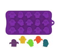 Halloween Candy Molds - Halloween Chocolate Candy Gummy Mold, 15 Cavity Silicone Tray | Microwave Oven Safe Holiday Baking Tool, Homemade Treat Fondant Jelly Pastry Cake Decoration