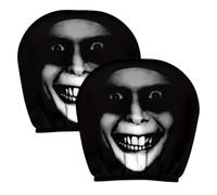 Halloween Car Headrest Covers, Funny Auto Seat Protectors, 10.24x11.02 inches Soft Fit Fabric, Decorative Vehicle Accessory, Black Set of 2 for Sedan, Truck, Van, Taxi, Scooter, Commute