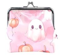 Halloween carino fantasma rosa personalizzato carino portamonete per le donne fibbia in pelle bacio blocco cambio borsa per ragazze