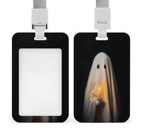 Halloween carino fantasma tenendo candela ID badge titolare clip retrattile titolare carta di protezione nome distintivo nome tag per lavoro ufficio medico infermiera