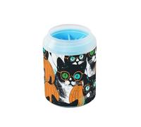 Halloween carino gatto occhiali portatile per cani tazza detergente per piedi con spazzola in silicone morbido animali domestici forniture e accessori adatti per cani di taglia piccola, media e grande