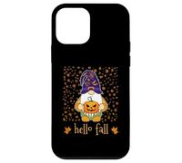 Halloween carino gnomo strega tenendo zucca autunno autunno congedo Custodia per iPhone 12 mini