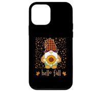 Halloween carino gnomo tenendo girasole autunno autunno foglie Custodia per iPhone 12 mini