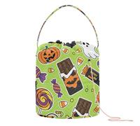 Halloween Cartoon Candy Seamless Pattern Crochet Storage Bag con filato con fori Crochet Tote per maglieria ago organizzatore di maglieria