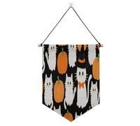 Halloween Cartoon White Cats Pumpkins Decorazioni di Halloween banner gancio per parete con asta telescopica banner display appeso decorazione da parete per interni, esterni banderine per feste