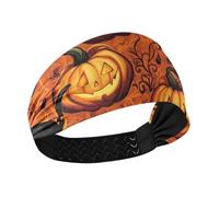 Halloween Cartoon zucca e gatto nero antiscivolo assorbimento del sudore fascia capelli elastici per basket corsa lavaggio viso tennis