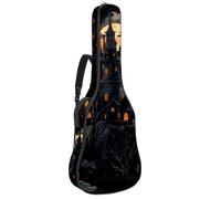 Halloween Castle Decor 30 Borsa per chitarra acustica con 2 tasche tracolla regolabile e gancio posteriore, adatta per chitarre elettriche, bassi e chitarre classiche, Decorazione del castello di