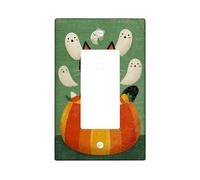Halloween Cat Light Switch Cover Piastra/Coperture di uscita, Accenti da parete arancione e verde, Piastre da parete termoplastiche, Dimensioni standard Single Rocker