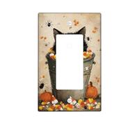 Halloween Cat Light Switch Cover Piastra/Outlet Covers, Spooky Pumpkin e Candy Elements, Piastre da parete termoplastiche, Dimensioni standard Single Rocker