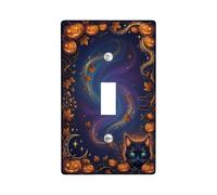 Halloween Cat Pumpkins Toggle Switch Plate | Lanterne Jack-o'-incandescenti, Polvere di stelle vorticose, foglie autunnali che cadono, accenti celesti fantasiosi