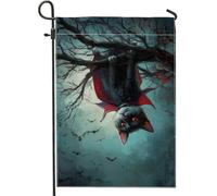 Halloween Cat Spooky Vampire Bat Bandiera Da Giardino Resistente Alle Intemperie Bandiera Colore Vivido Bandiere Verticale Per Casa Giardino Festival 30X45Cm