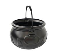 Halloween Cauldron - ABS 25 x 16,5 cm | Witch Cauldron | Black Serving Pot Decorative Candy Beverage Bucket Table Decor Spooky Party Container For Yard Home Kitchen Indoor Outdoor Events