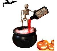 Halloween Cauldron Decor, Floating Potion Bottle Display, Spooky Mist Diffuser Prop, Witch-Themed Light-Up Centerpiece, for Kitchen, Yard, Garden, Mantel, Table, Indoor Room Decoration, ABS