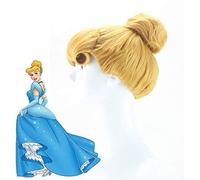 Halloween Cenerentola Principessa Parrucche Cosplay dorate Classica Cenerentola Updo Parrucca in costume da gioco di ruolo in taglia unica Cenerentola