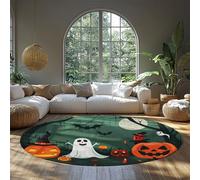 Halloween cerchio tappeto Pfunny fantasma e lanterna umpkin tappetini di benvenuto per la scena notturna spettrale anteriore tappeto rotondo per tavolo da pranzo sul comodino 60 cm
