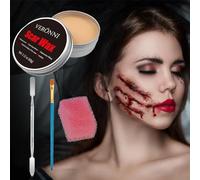 Halloween Cicatrici Finte Cera Sfx Effetti Speciali Kit Cera di Cera per Cicatrici Finta di Halloween Pittura per il corpo Cera per la pelle Effetti speciali Makeup Wax Fake Wound-60g(con strumenti)