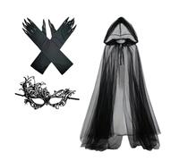 Halloween Cloak - 72.83inch Bride Eye Masque Witch Gloves Set