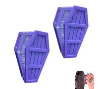 Halloween Coffin Countdown Gift Box, 3D-Printed Surprise Gift Box with Miniature Figures Inside(Purple,2pcs)