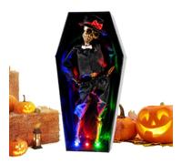 Halloween Coffin Sign - Halloween Coffin Musical Ornament with Lights | Dancing Skeleton Coffin Skeleton Bride Groom Coffin Sign for Yard Backyard Mantel Haunted House Party Collectors Enthusiasts