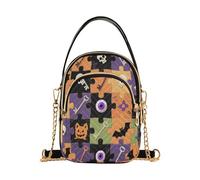 Halloween Colorful Jigsaw Puzzle Of Skull Bats borse a tracolla trapuntate alla moda con multi tasche borsa a mano per l'autunno